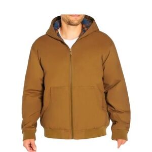 Woolrich Men's Cotton Canvas Flannel-Lined Hooded Jacket